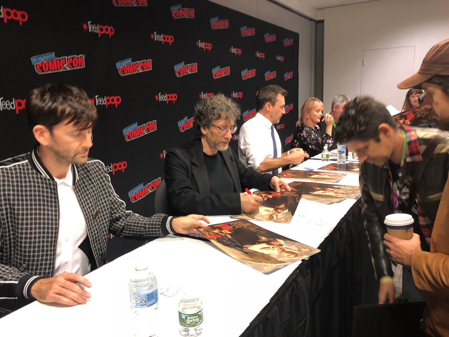 SIGNED Good Omens promo poster! Jon Hamm, Sheen & Tennant, Neil + extra!