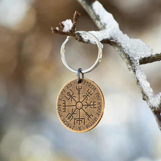 VEGVISIR NORSE COMPASS BRONZE KEYRING