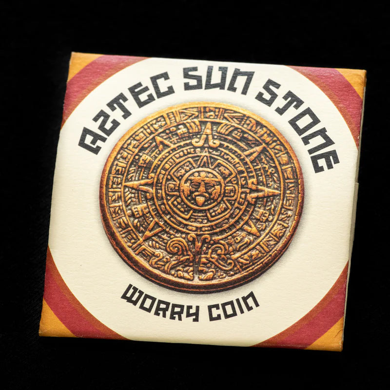 AZTEC SUN STONE CALENDAR - COPPER WORRY COIN