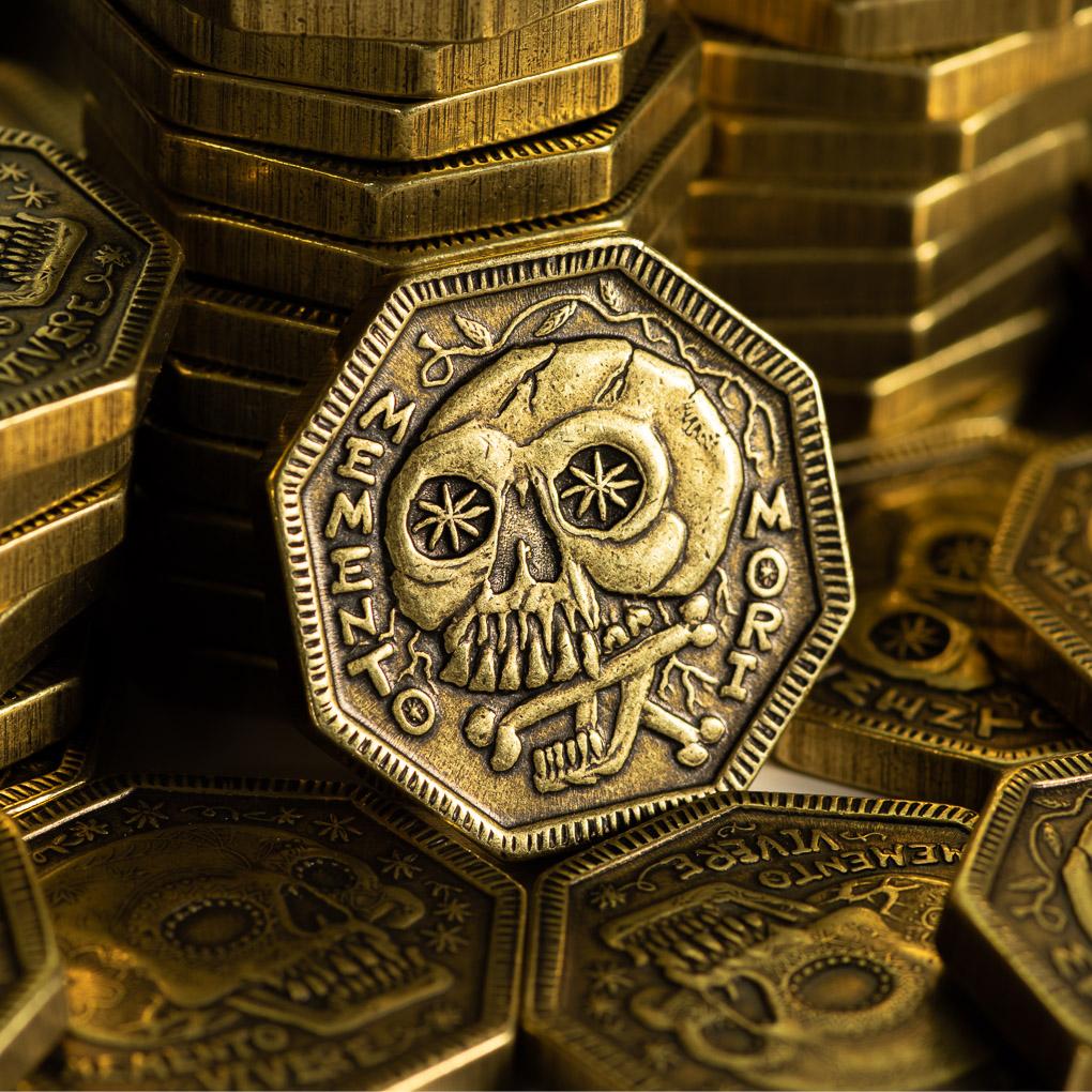 Memento Mori / Memento Vivere Reminder Brass Coin