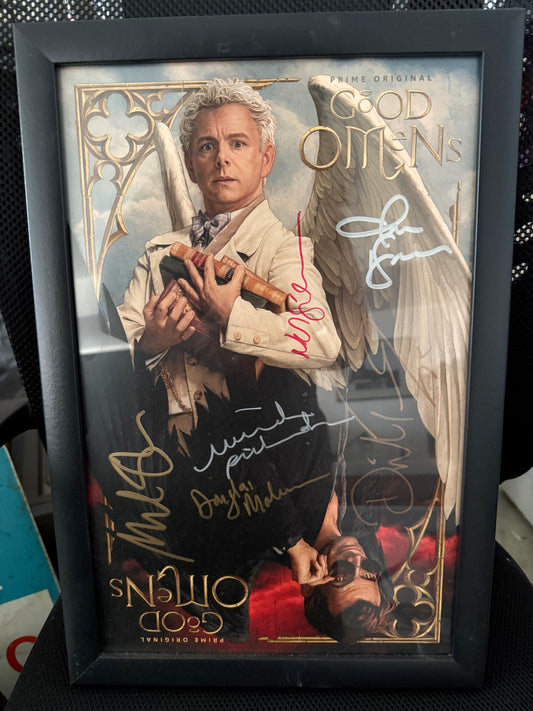SIGNED Good Omens promo poster! Jon Hamm, Sheen & Tennant, Neil + extra!