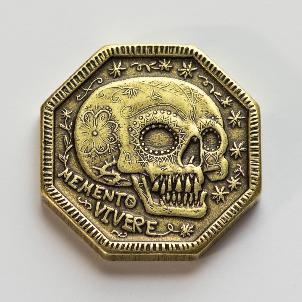 Memento Mori / Memento Vivere Reminder Brass Coin