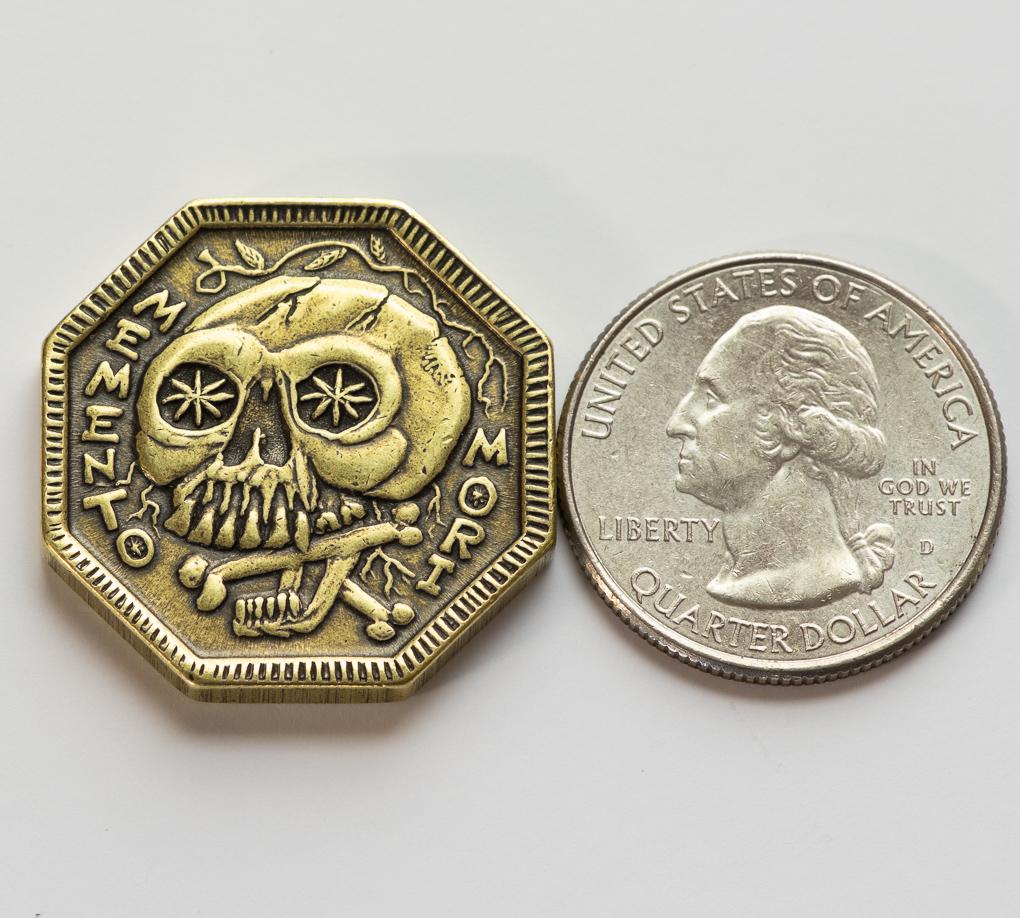 Memento Mori / Memento Vivere Reminder Brass Coin