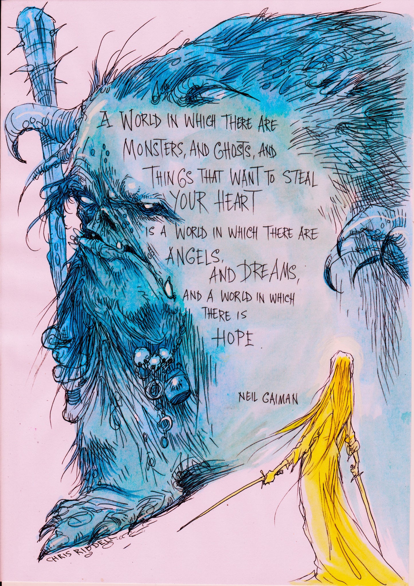 SOLD OUT!! Chris Riddell illustrates Neil's words on HOPE: limited edition print VERY FEW LEFT!!