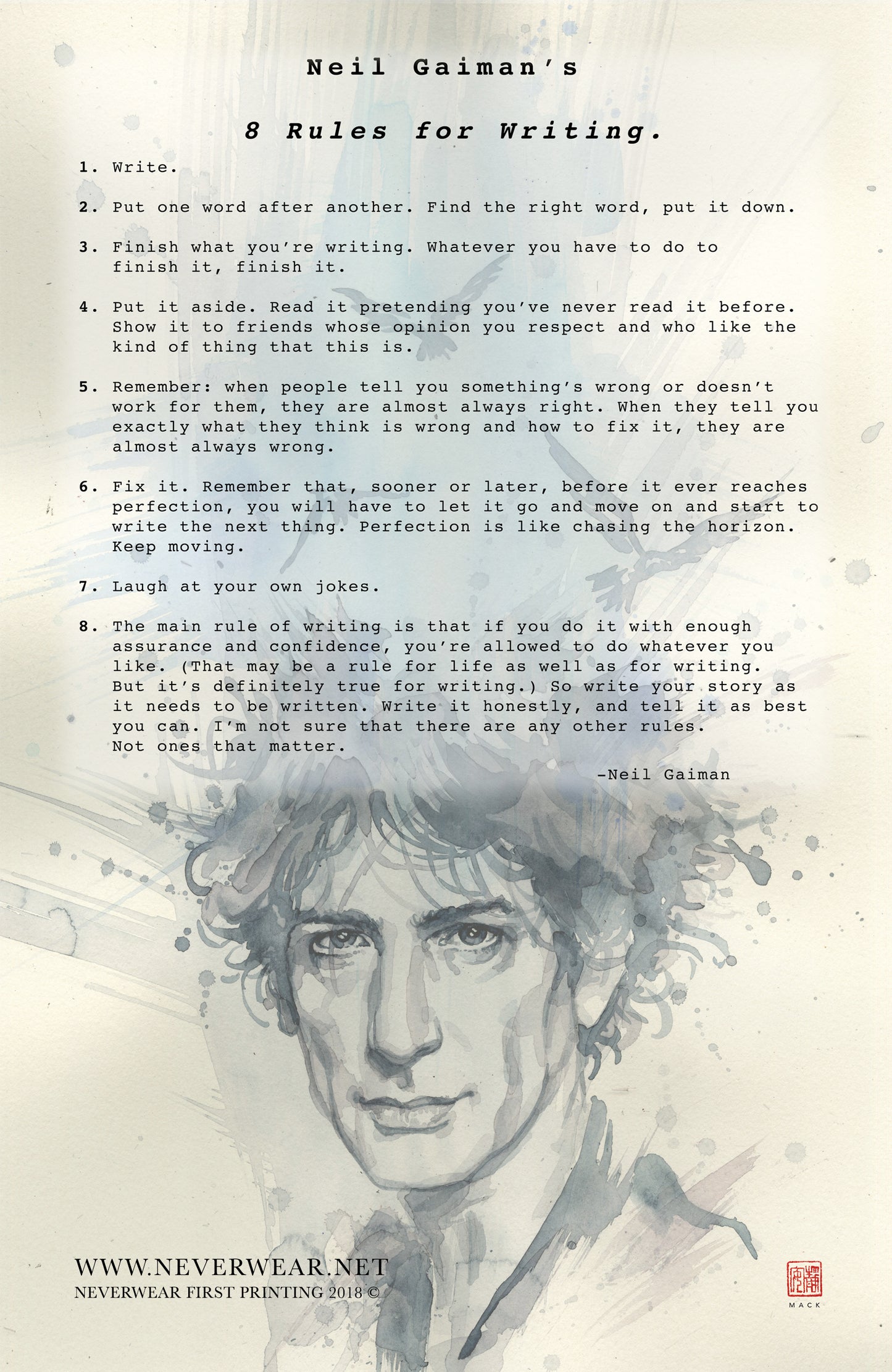 Neil Gaiman's 8 Rules for Writing by David Mack